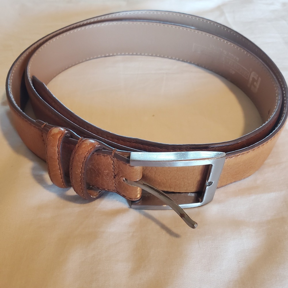 FootJoy Mens Golf Belt Tan Brown Leather Silver Buckle Size 40